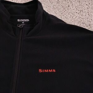 Simms Sweater Mens XL Black Fleece Outdoors Fishing Hiking 1/4 Zip Logo Camping